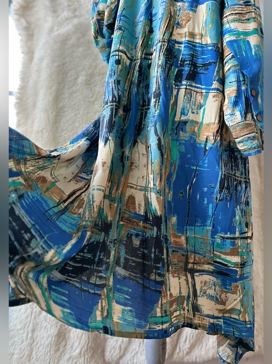 Dresses & Skirts - Asymmetrical Swing Dress in a Beautiful Blue Abstract Watercolors Palette